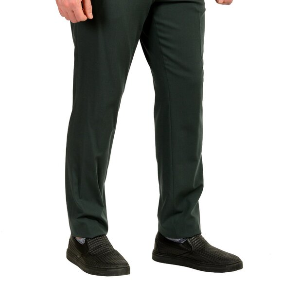 Hugo Boss Men's "Hesten232X" Extra Slim Fit Green Wool Dress Pants US 38R IT 54 - Picture 2 of 5